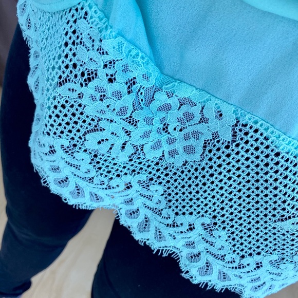 Aqua lace blouse - Picture 3 of 5